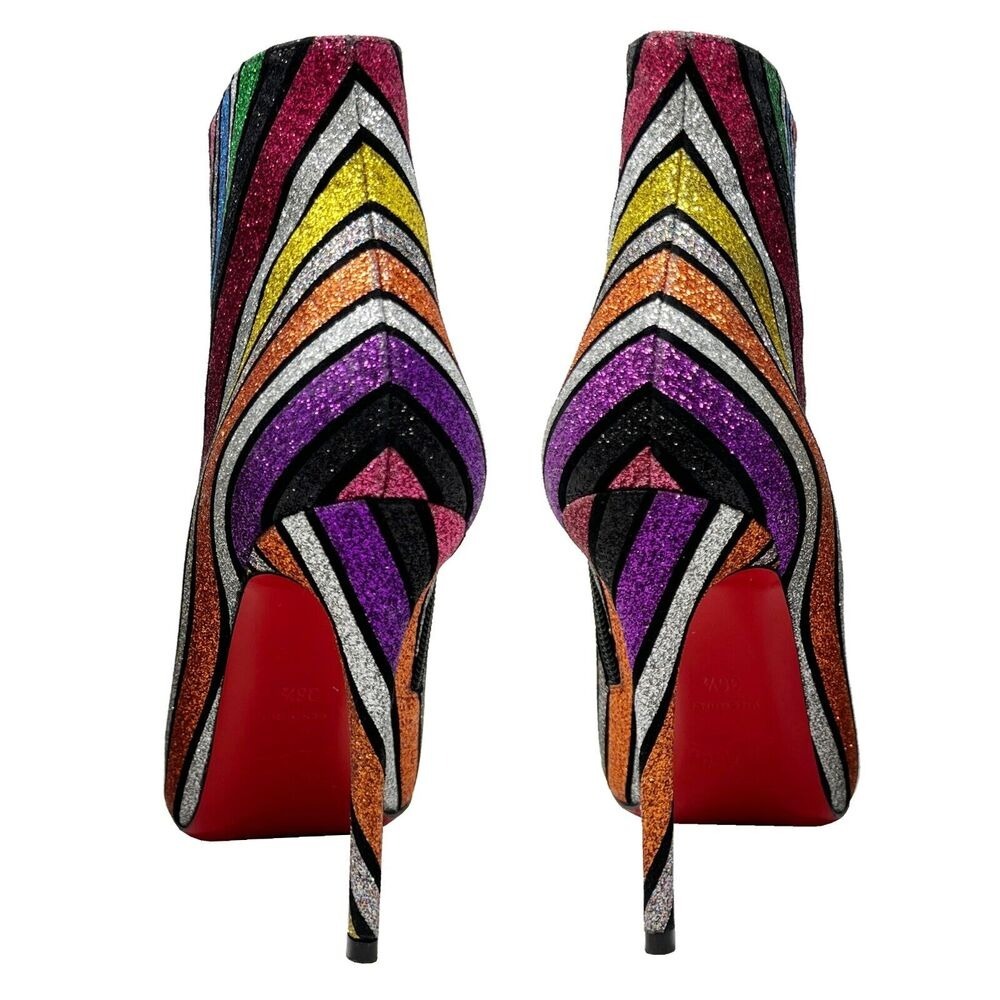 Christian Louboutin So Kate Glitter Stripe‎ Ankle Boots 36.5 - Picture 4 of 9